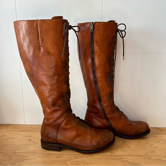 I.N.K. Lace Up Knee High Boot Brown Leather 36 Made in Italy Boho Bohemian Boots - Picture 5 of 8